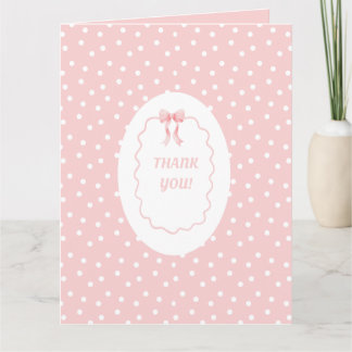 Baby Shower Roze Strik Stippen Baby Meisje Coquett Bedankkaart
