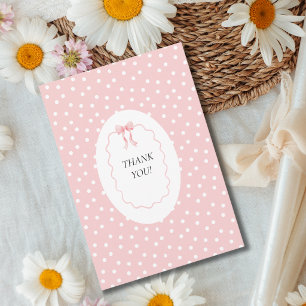 Baby Shower Roze Strik Stippen Baby Meisje Coquett Bedankkaart