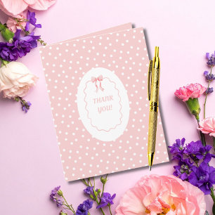 Baby Shower Roze Strik Stippen Baby Meisje Coquett Bedankkaart