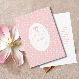 Baby Shower Roze Strik Stippen Baby Meisje Coquett Bedankkaart