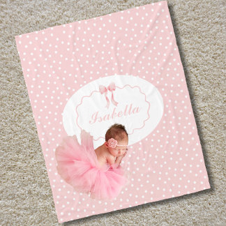 Baby Shower Roze Strik Stippen Baby Meisje Coquett Fleece Deken