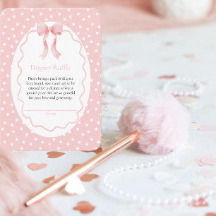 Baby Shower Roze Strik Stippen Baby Meisje Luier R Informatiekaartje