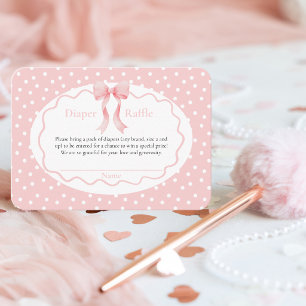 Baby Shower Roze Strik Stippen Baby Meisje Luier R Informatiekaartje