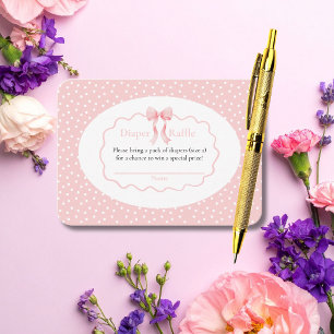 Baby Shower Roze Strik Stippen Baby Meisje Luier R Informatiekaartje