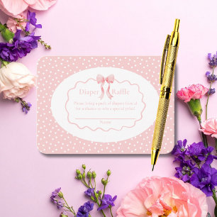 Baby Shower Roze Strik Stippen Baby Meisje Luier R Informatiekaartje