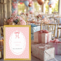Baby Shower Roze Strik Stippen Baby Meisje Tafelbo
