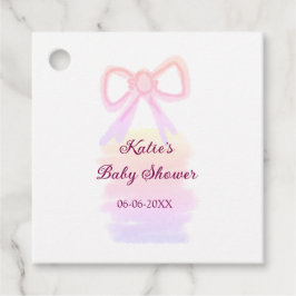 Baby shower Roze strik waterverf Elegant Modern Bedankjes Labels