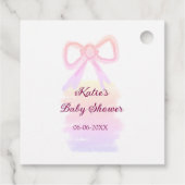 Baby shower Roze strik waterverf Elegant Modern Bedankjes Labels (Achterkant)