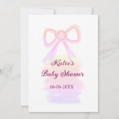 Baby shower Roze strik waterverf Elegant Modern Kaart (Achterkant)