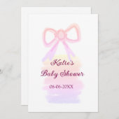 Baby shower Roze strik waterverf Elegant Modern Kaart (Voorkant / Achterkant)