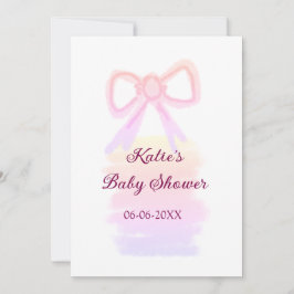 Baby shower Roze strik waterverf Elegant Modern Kaart