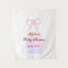 Baby shower roze strik waterverf elegant modern  wandkleed