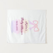 Baby shower roze strik waterverf elegant modern  wandkleed (Voorkant (horizontaal))