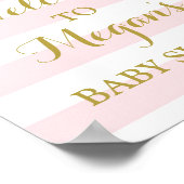 Baby shower Roze stripes Gold Snow Poster (Hoek)