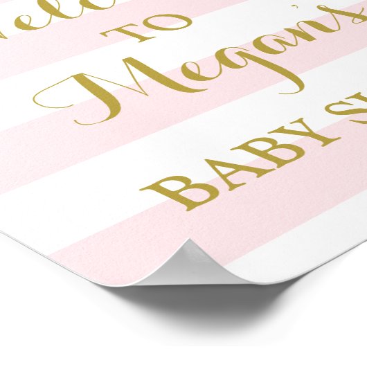 Baby shower Roze stripes Gold Snow Poster (Hoek)