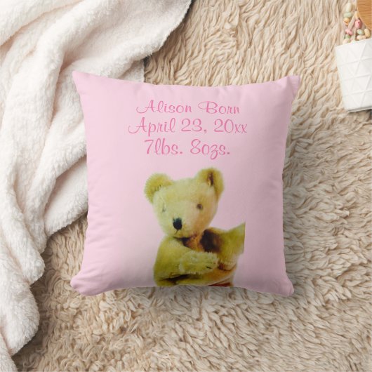 Baby shower Roze Teddy Bear Ballon Kussen (Deken)