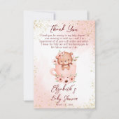 Baby shower roze teddy in een bekertje bedankkaart (Voorkant)