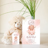 Baby shower roze teddy in een bekertje kaart