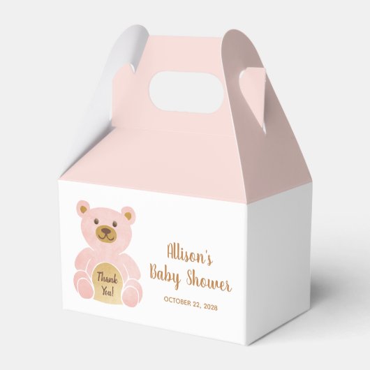 Baby shower roze teddybeer dank u bedankdoosjes (Achterkant)