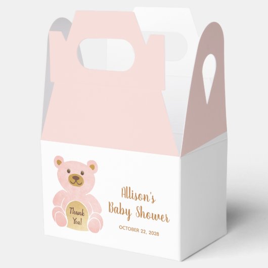 Baby shower roze teddybeer dank u bedankdoosjes (Geopend)