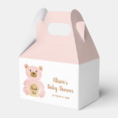 Baby shower roze teddybeer dank u bedankdoosjes (Voorkant Zijde)