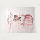 Baby shower Roze Teddybeer Hete Luchtballonpartij Wandkleed (Voorkant (horizontaal))