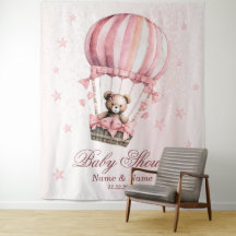 Baby shower Roze Teddybeer Hete Luchtballonpartij