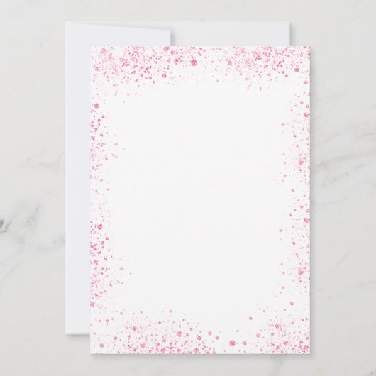 Baby shower roze teddybeer meisje floral glitter kaart (Achterkant)