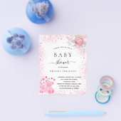 Baby shower roze teddymeisje begrotingsuitnodiging flyer (Enkel)