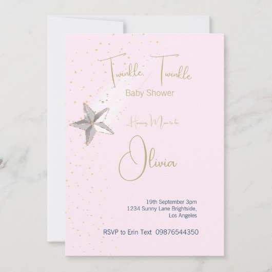 Baby shower roze Twinkle Twinkle Stars Kaart (Voorkant)