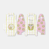 Baby shower roze uil bedankdoosjes (Uitgevouwen)