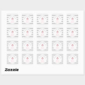 Baby shower roze uil BOEK sticker, bookplate Vierkante Sticker (Vel)