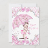  Baby shower Roze Umbrella Girl Flowers Kaart (Voorkant)