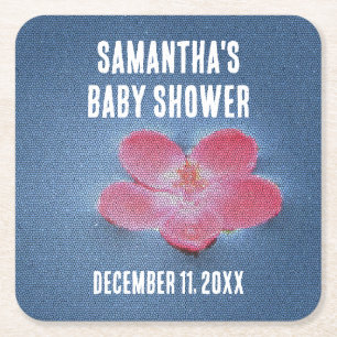 Baby shower Roze ventilator Blauw water Floral Kartonnen Onderzetters