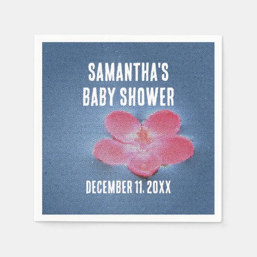 Baby shower Roze ventilator Blauw water Floral Servet (Voorkant)