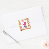 baby shower Roze vervoer en Paisley Vierkante Sticker (Envelop)