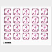 Baby shower Roze vervoer personaliseren Vierkante Sticker (Vel)