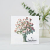 Baby shower Roze Voeten Bloem Boeket Kaart (Staand voorkant)