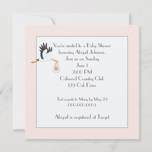 Baby shower Roze Voeten Bloem Boeket Kaart (Achterkant)