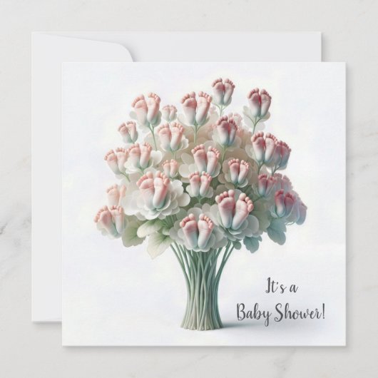 Baby shower Roze Voeten Bloem Boeket Kaart (Voorkant)