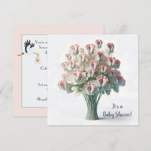 Baby shower Roze Voeten Bloem Boeket Kaart