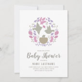 Baby shower roze vogels nestcirkelparen kaart (Voorkant)