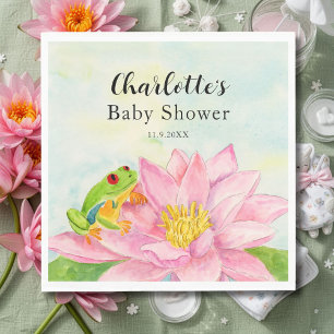 Baby Shower Roze Waterlelie & Boomkikker Servet