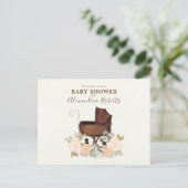 Baby shower Roze Waterverf Elegant Floral Buggy Briefkaart (Staand voorkant)