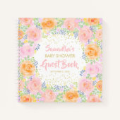 Baby shower Roze Waterverf Floral Guest Book Notitieboek (Voorkant)