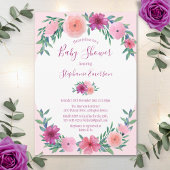 Baby shower Roze Waterverf Floral Kaart