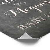 Baby shower Roze Waterverf Flowers Chalkboard Poster (Hoek)