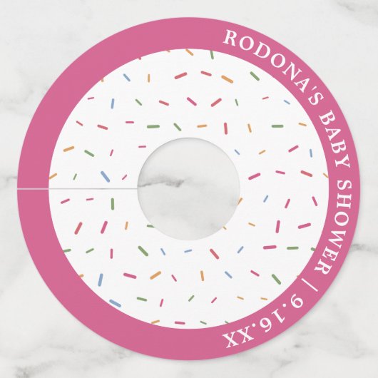 Baby shower roze wijnglaslabel (Voorkant)