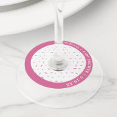 Baby shower roze wijnglaslabel (Dichtbij)