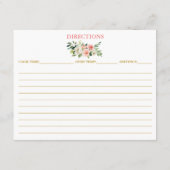 Baby shower Roze witte Floral Gold Recipe Kaart (Achterkant)